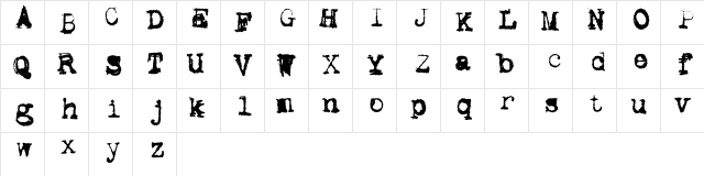 LHF Mikes Block Regular  glyph index