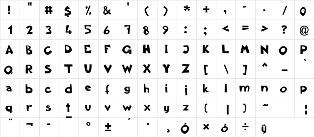 Aklatanic TSO Regular  glyph index