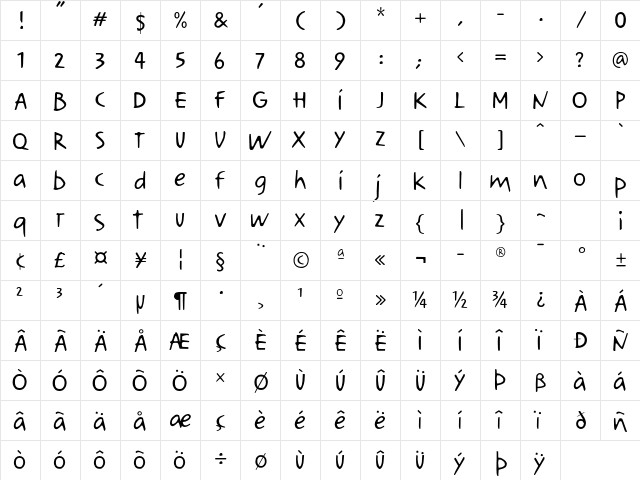 AdPro LT Std Regular  glyph index