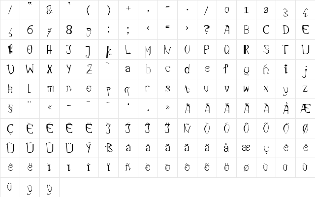 LTCadavreExquis Medium  glyph index