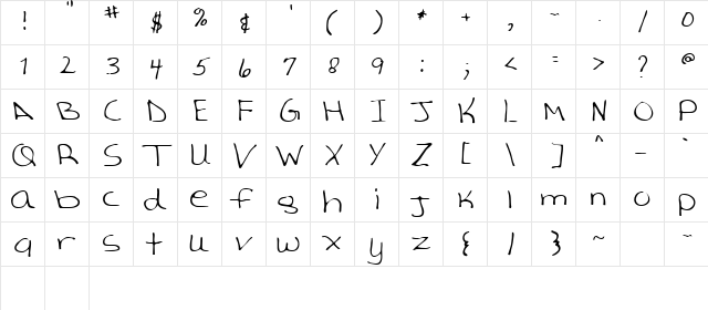 Tasha Regular  glyph index