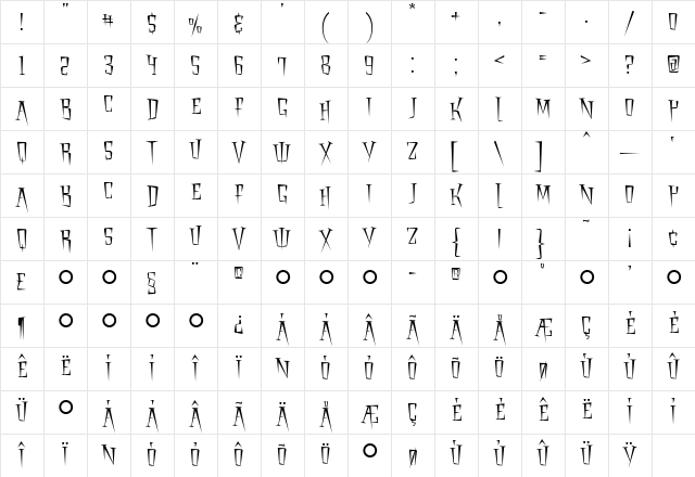 Stakehouse Medium  glyph index