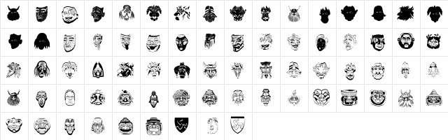 MaskenballTwo Regular  glyph index