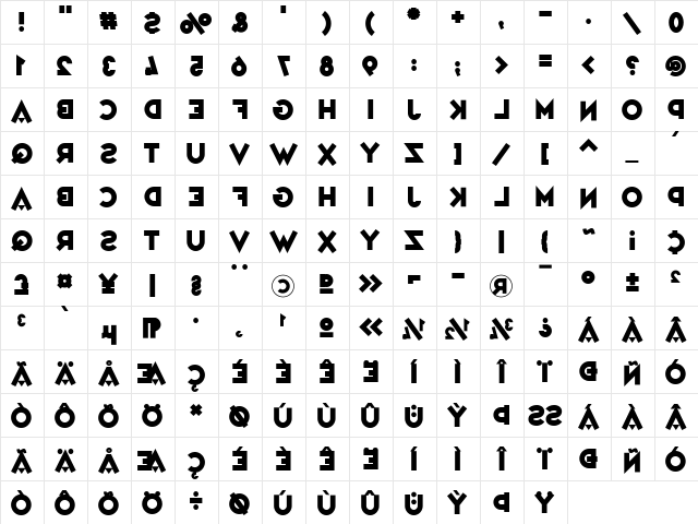 Variet頍irage Regular  glyph index