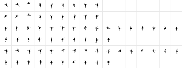 Ballet Regular  glyph index