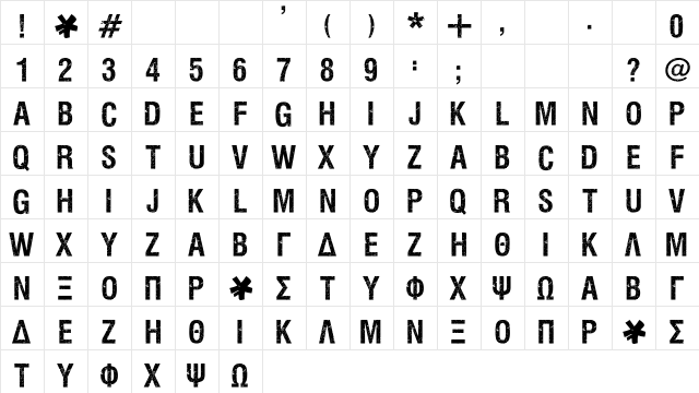 VIPER NORA Regular  glyph index