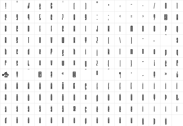 Ainsdale Regular  glyph index