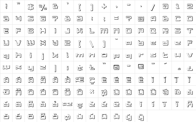 Logofontik 4F Extruded Regular  glyph index