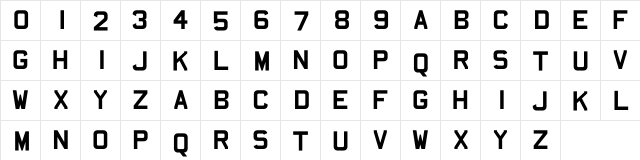 AFCarplates Regular  glyph index