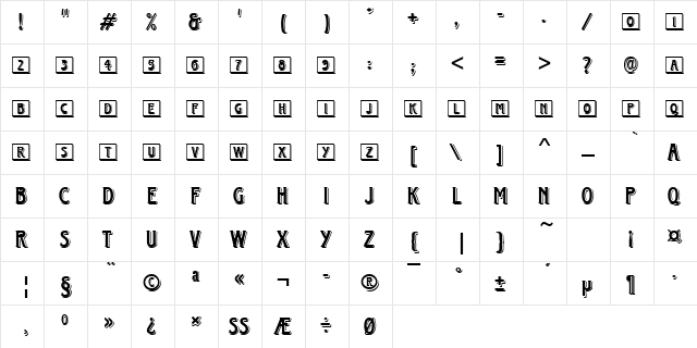 HorndonIniD Regular  glyph index