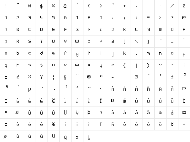 webpixel bitmap Regular  glyph index