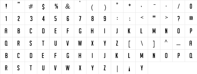 Seils Sans Regular  glyph index