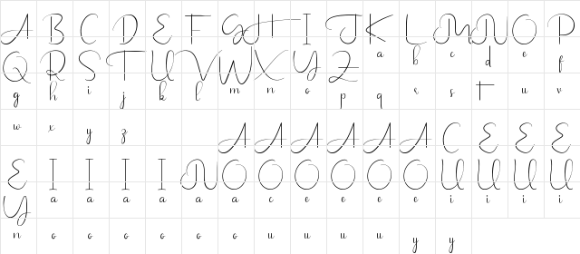 Jalousie Demo Regular  glyph index