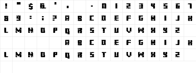 Minecraft Evenings Regular  glyph index