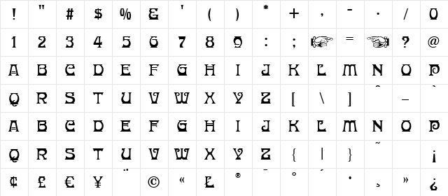 Donaldina Normal  glyph index