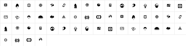 Geronauts Regular  glyph index