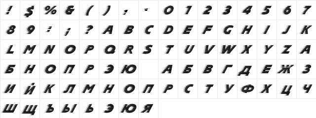 Slipstream Normal  glyph index