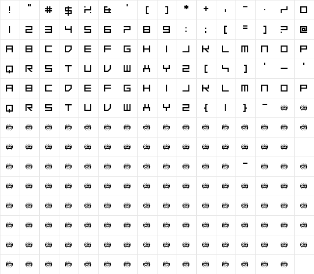 Time Won Regular  glyph index