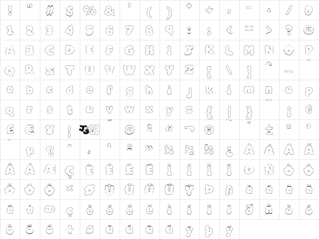 McKloud White Regular  glyph index