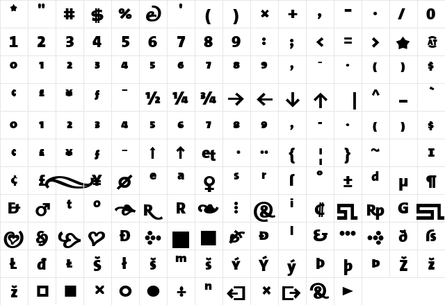 TheSansBlack-Expert Regular  glyph index