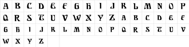 MysticSCapsSSK Bold  glyph index