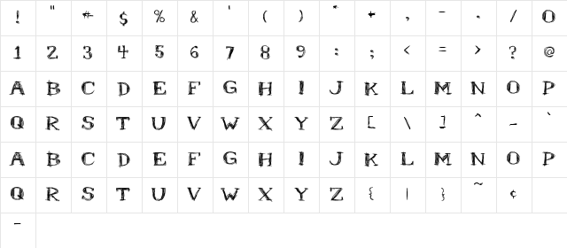 Mr.B Regular  glyph index
