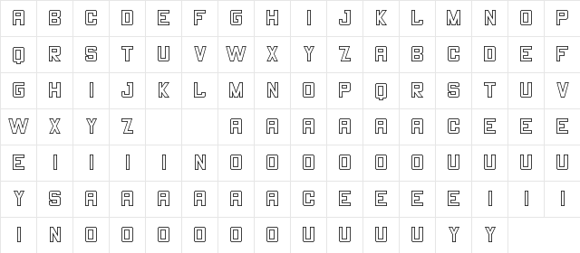 THECHAMP DEMO Stroke Regular  glyph index