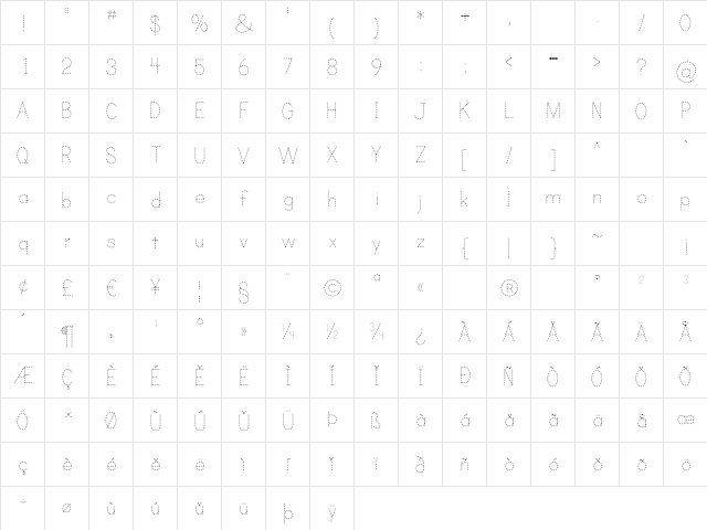 Print Dashed Regular  glyph index