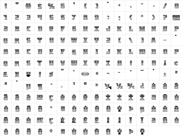 Lifeforce Chrome Regular  glyph index