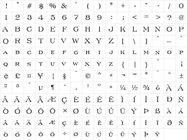 Bicycle Regular  glyph index