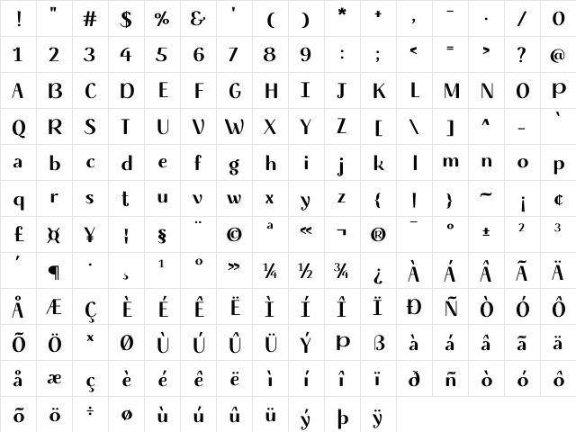 My Empire Wont Fall Regular  glyph index