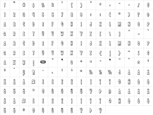 Wolf Brothers 3D Regular  glyph index