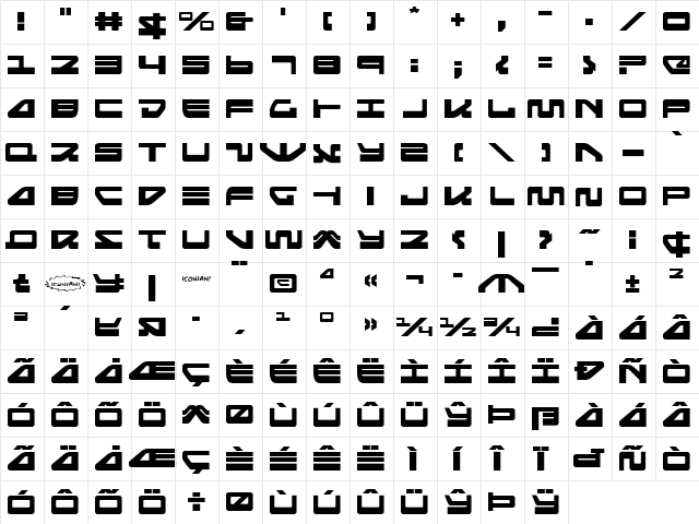 Searider Falcon Expanded Expanded  glyph index