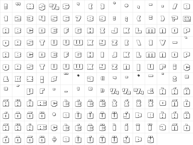 Team Galaxy 3D Regular  glyph index