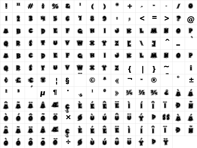 Hot Mustard BTN Poster Regular  glyph index