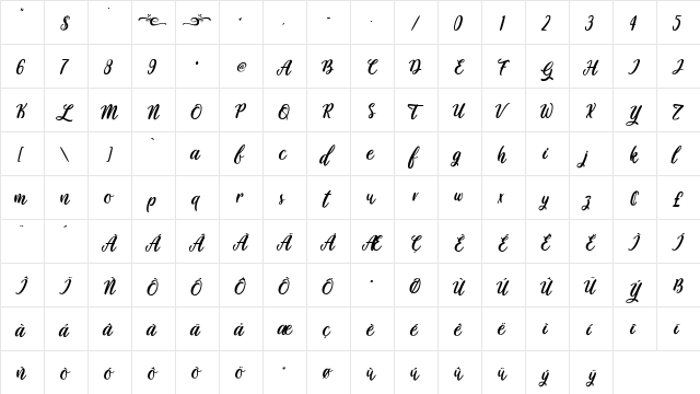 Plastic Beauty Light Regular  glyph index