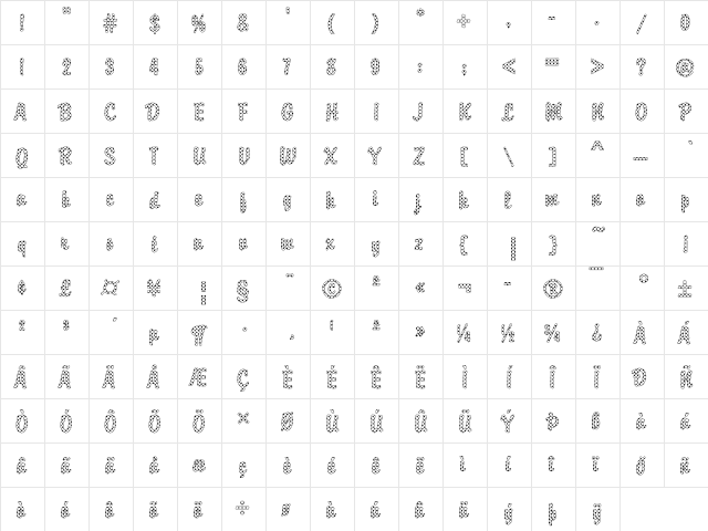 DTCBrodyM08 Regular  glyph index