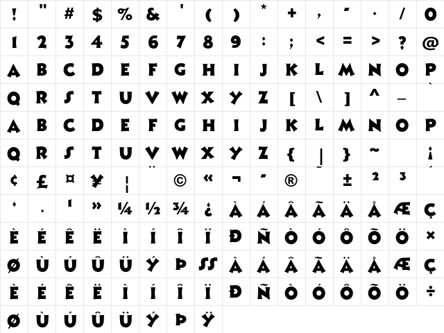 Ashley Crawford MT Std Regular  glyph index
