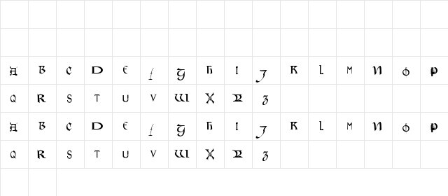 Motley Regular  glyph index