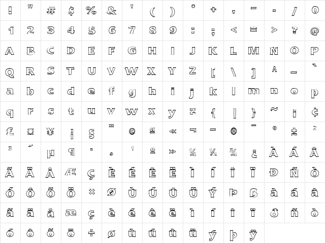 LTErgo Sketch Regular  glyph index