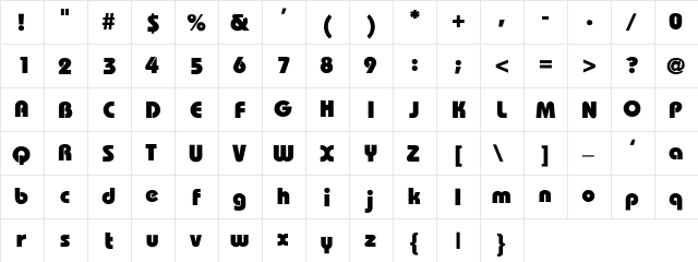 Bauhaus-Heavy-Bold Regular  glyph index