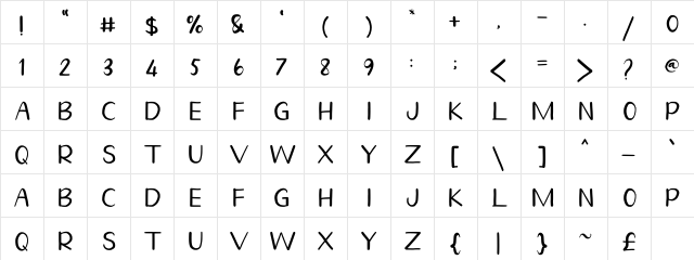Homegarden Sans Regular  glyph index