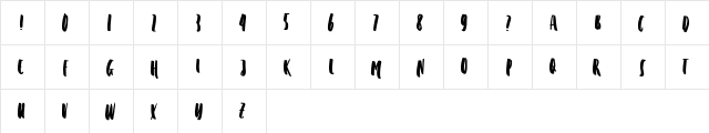 PINDOW Regular  glyph index
