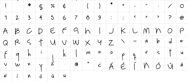 luna Regular  glyph index