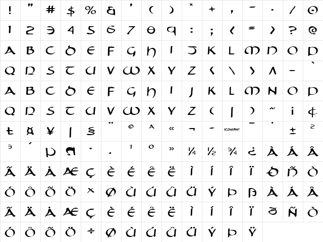 Tristram Expanded Expanded  glyph index
