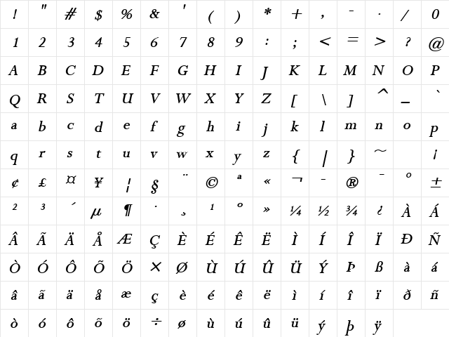 Rapid BoldItalic  glyph index