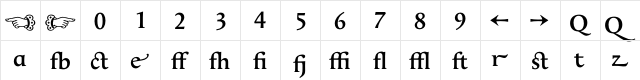 ApollineAlternate SemiBold  glyph index