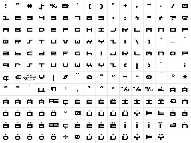 Stuntman Expanded Expanded  glyph index