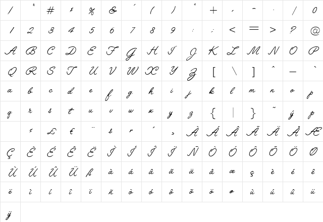 Script-L691 Regular  glyph index