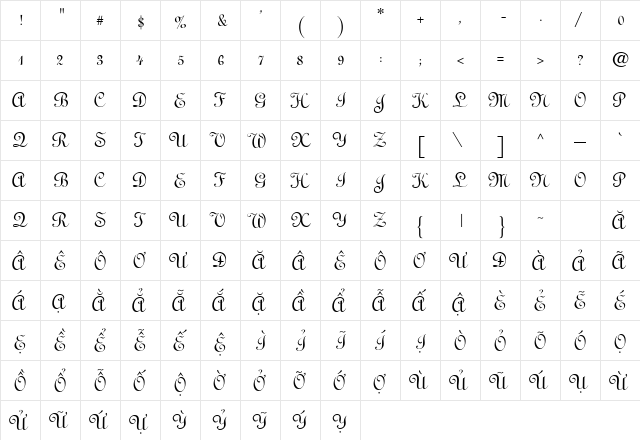 .VnLinusH Regular  glyph index